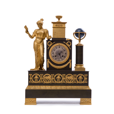 Антикварний бронзовий годинник "Astralis" з фігурою богині астрономії – Уранії, Франція, 2 половина 19-го століття