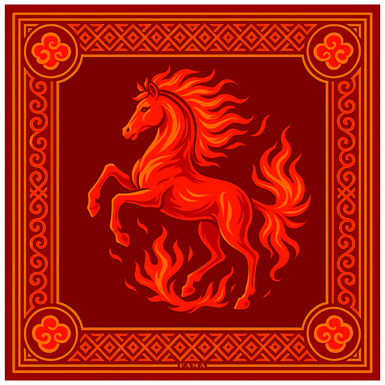 Платок из натурального шелка "Год коня" от Fama (лимитированная коллекция, 65х65 см)
