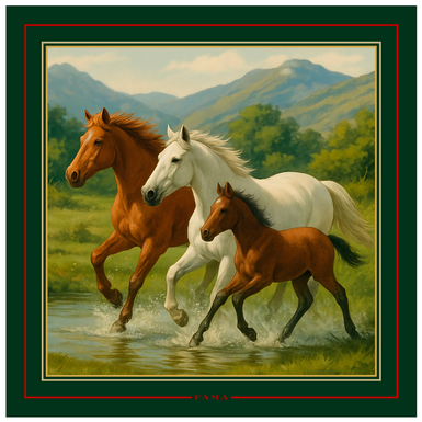 Платок из натурального шелка "Гармония движения" от Fama (лимитированная коллекция, 65х65 см)