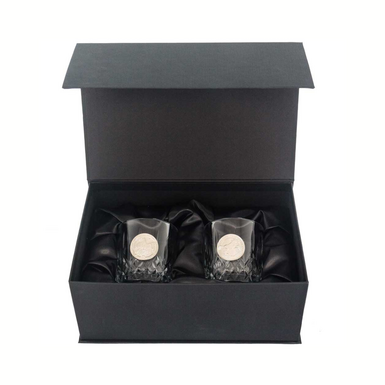 Подарочный набор для виски Crystal Origin «Кавалерия успеха» (2 хрустальных стакана с металлическими репликами монет)