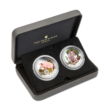 Набор серебряных монет "Год Свиньи", 1 доллар (2019)