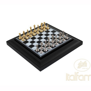 Миниатюрные дорожные магнитные шахматы "Metal Gambit" с деревянной доской и металлическими фигурками от ITALFAMA