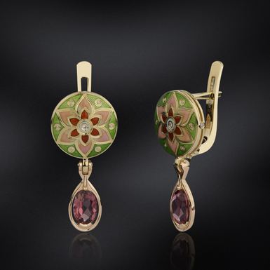 Золотые серьги с бриллиантами "Райский сад" от Lobortas