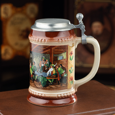 Фарфоровый пивной бокал с крышкой "Gerzburg", Германия, середина 20-го века