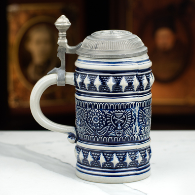 Фарфоровый пивной бокал с крышкой "Flowers" от GERZIT GERZ, Германия, середина 20-го века