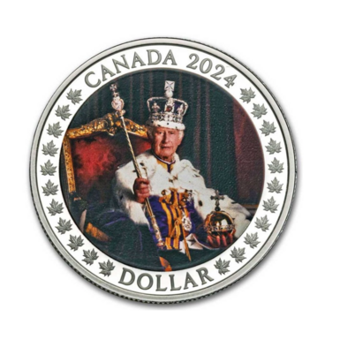 Серебряная монета "Коронация Короля Карла III" (1 доллар) 2024, Канада 