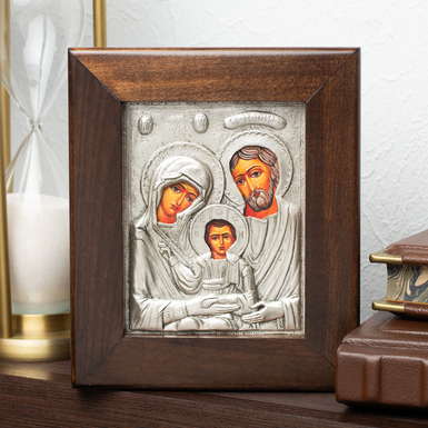 Икона с посеребрением "Святое семейство"