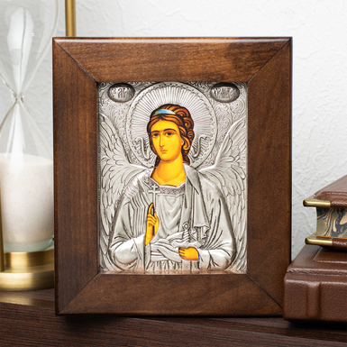 Икона с посеребрением "Ангел Хранитель"