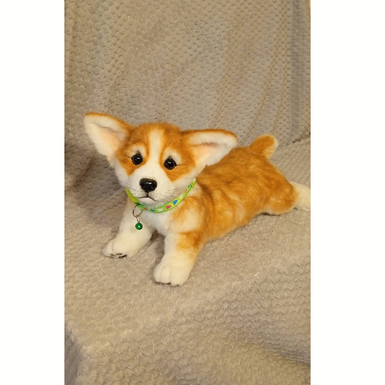 Меховая игрушка "Щенок корги" ручной работы
