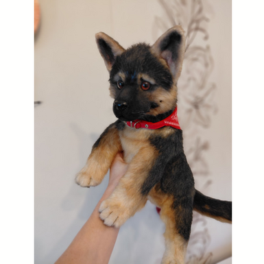 Меховая игрушка "Щенок овчарка" ручной работы