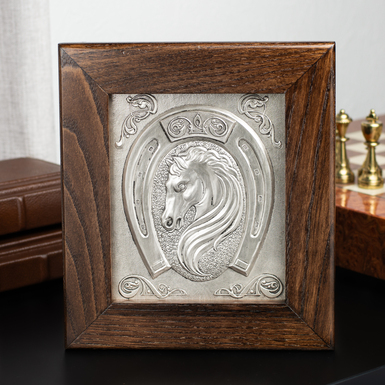 Souvenir collage with silver plating "Horseshoe for good luck"