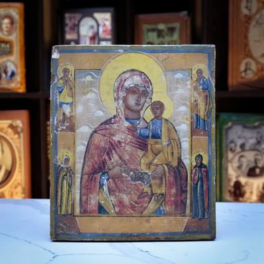 Старинная икона Божией Матери Одигитрии конца 19 – начала 20 века, юг Украины (без реставрации)