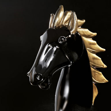 Кришталева статуетка "Black and Gold horse" ручної роботи від Duccio di Segna
