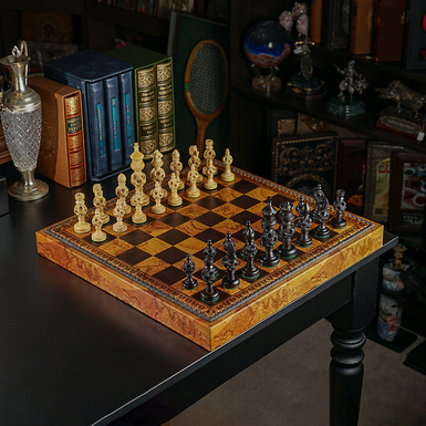 Игровой набор 3 в 1 (шахматы, шашки, нарды) "Gravido" с кожаной доской ручной работы и деревянными фигурками ITALFAMA