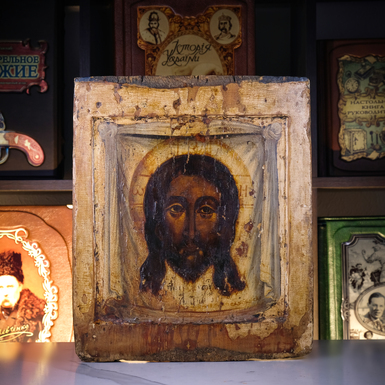 Старинная икона Спаса Нерукотворного конца 17 – первой четверти 18 века, северные регионы православия (без реставрации)