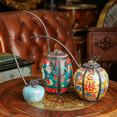 Vintage set of three incense burners "Dragon", China, mid 20th century