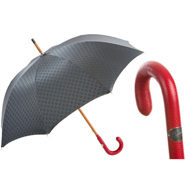 Зонт-трость с кожаной ручкой "Bright red" от Pasotti