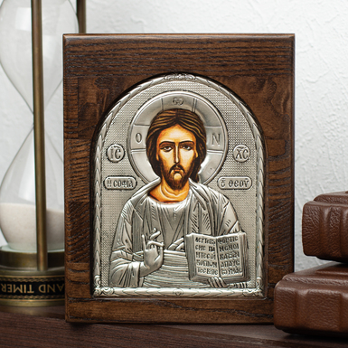Икона "Иисус Христос" с посеребрением