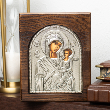 Икона "Иверская Божья Матерь" с посеребрением