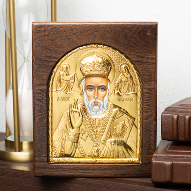 Икона "Николай Чудотворец" с позолотой