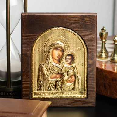 Икона Божией Матери "Иерусалимская" с позолотой