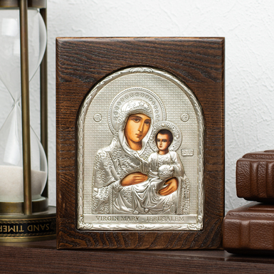 Икона Божией Матери "Иерусалимская" с посеребрением