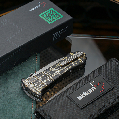 Boker Plus (Germany) numbered blade in black with gold accents