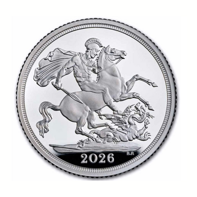 Charles III 1 pound silver Sovereign coin, 2026, UK (proof)