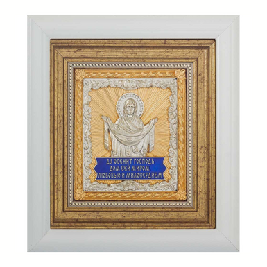 Ікона «Покрова Пресвятої Богородиці з міді, сріблення, позолоти, емалей, каміння