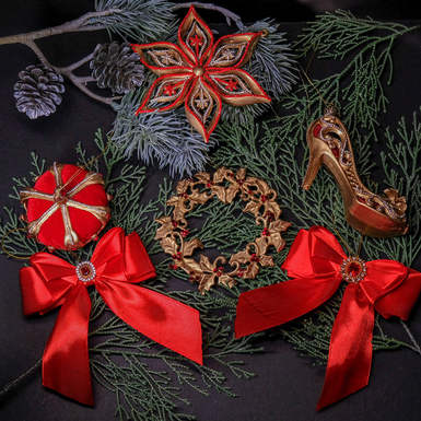 Набор елочных игрушек "Queen" ручной работы (6 шт.)