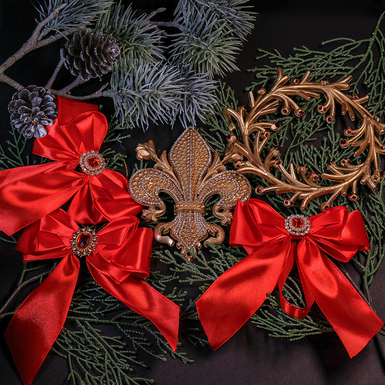 Набор елочных игрушек "Christmas" ручной работы (5 шт.)