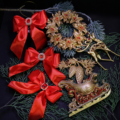 Набор елочных игрушек "Forest fairy tale" ручной работы (7 шт.)