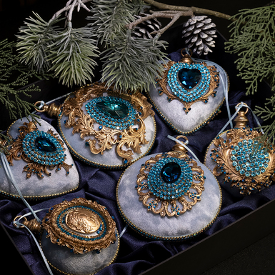 Набор елочных игрушек "Magnificence" ручной работы (7 шт.)
