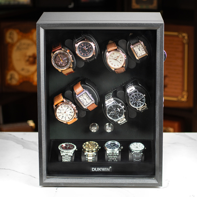 Шкатулка для подзавода 8 и хранения 4 часов "Aurora Blue Light Quiet Motors" от DUKWIN