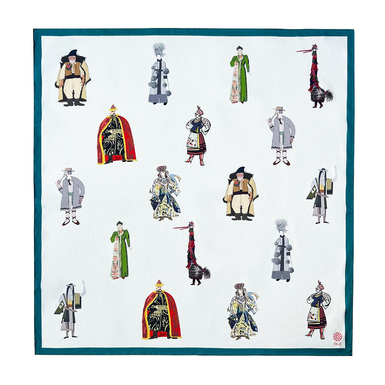 Silk scarf "Franka Theater" (green) by OLIZ