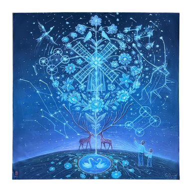 Silk scarf "Salt of the Earth and Sky" (collaboration with artist Oleg Shupliak) by OLIZ