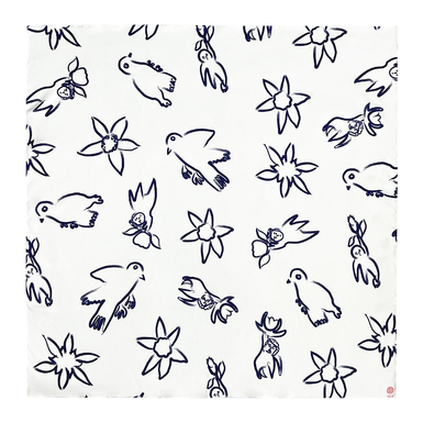 Шелковый платок "Голубые Ангелы" (по мотивам фрески художницы Полины Райко) от OLIZ