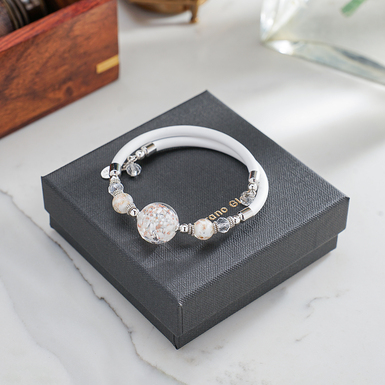 Жіночий браслет Snowy з муранського скла