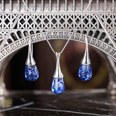 Набір кулон та сережки Whirlpool з муранського скла