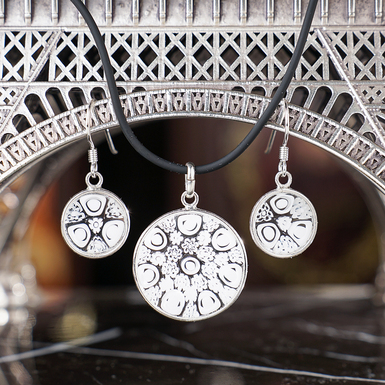 Набір кулон та сережки Whity з муранського скла