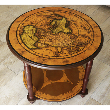 Підлоговий столик-бар з натурального дерева "Карта мандрів" 