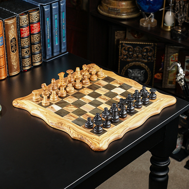 Handcrafted chess set "Verdano" made of natural olive wood (40x40 cm)