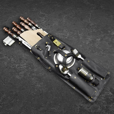 Подарочный шашлычный набор в кожаном кейсе "Nordic" (35 предметов)