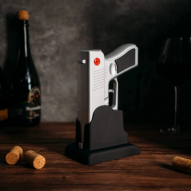 Multifunctional Automatic Corkscrew "Pistol" (in silver color) by The Wine Savante