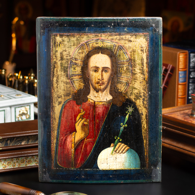 Старинная икона Иисуса Христа конца 19-начала 20 века, Украина