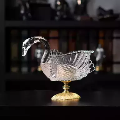 Хрустальная конфетница в виде лебедя с позолоченной латунью от Cre Art, Италия (С ДЕФЕКТОМ, ПОСЛЕДНИЕ ФОТО)