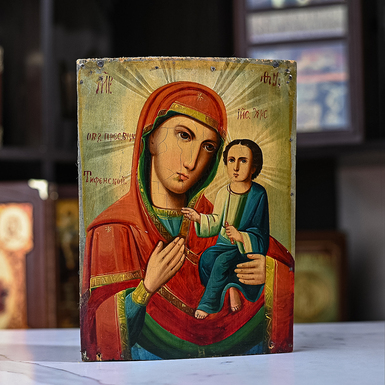 Старинная икона Тихвинской Божией Матери конца 19-начала 20 века, центральная Украина (без реставрации)