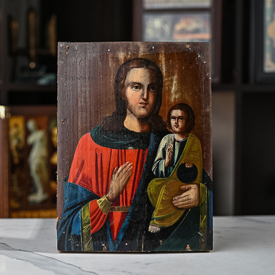 Старинная икона Благословенной Божией Матери конца 19-начала 20 века, Северная Украина (без реставрации)