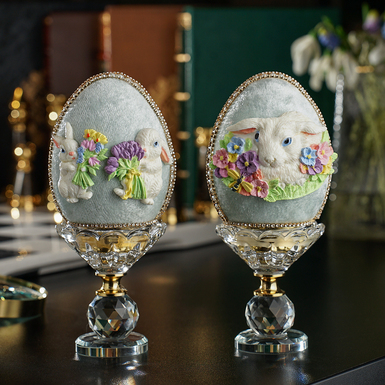 Комплект декоративних великодніх яєць (2 шт.) "Rabbits" ручної роботи