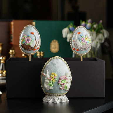 Комплект декоративних великодніх яєць (3 шт.) "Spring magic" ручної роботи
